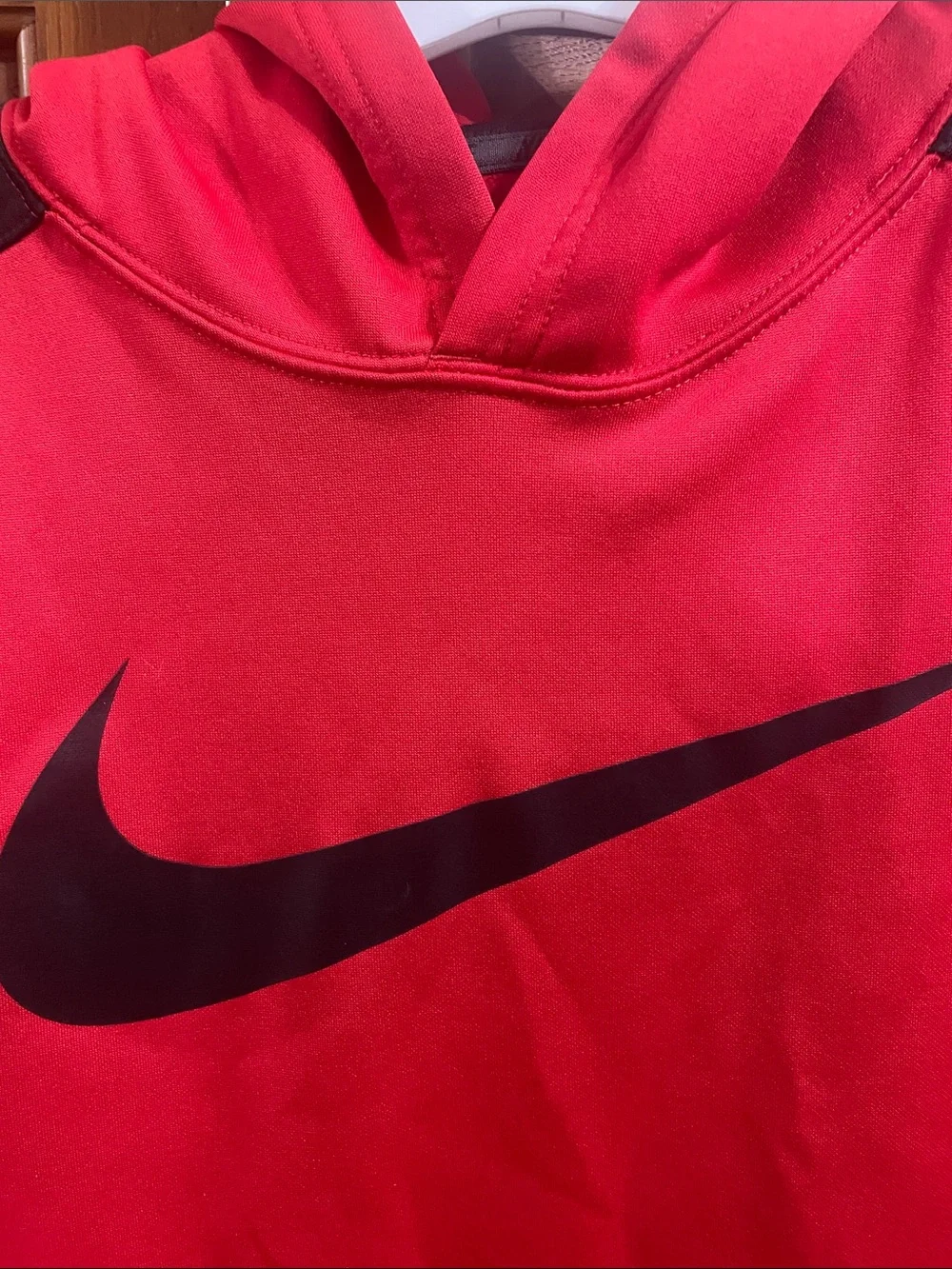 Nike Red & Black boys Sz. Xlg  pull over Hoodie w front kangaroo pocket USED